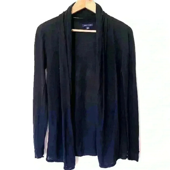 Tommy Hilfiger Womens Black Preppy Prep School Old Money Open Sweater Small - Picture 1 of 5
